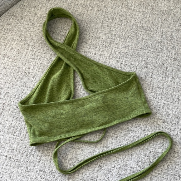 Green Wrap Crop Top - Picture 3 of 3